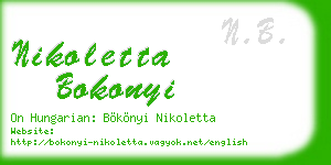 nikoletta bokonyi business card