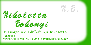 nikoletta bokonyi business card